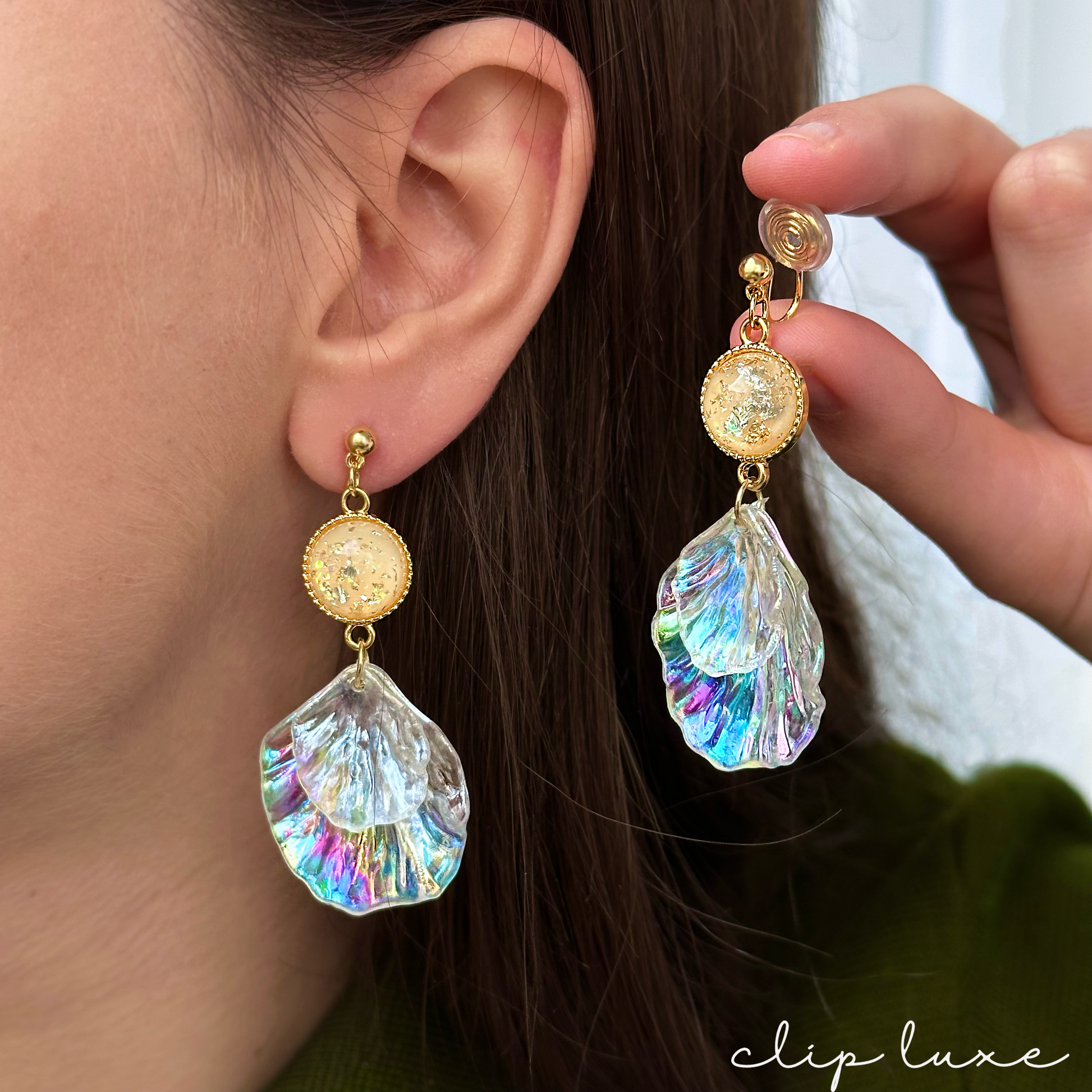 Shimmer coast statement clip on earrings