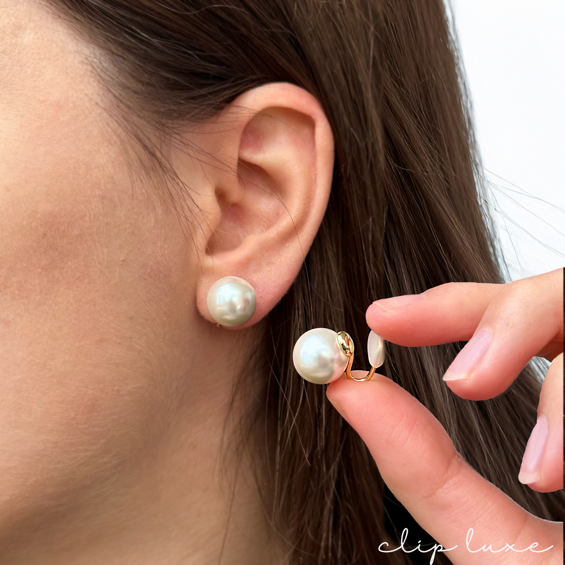 Classic pearl stud clip on earrings