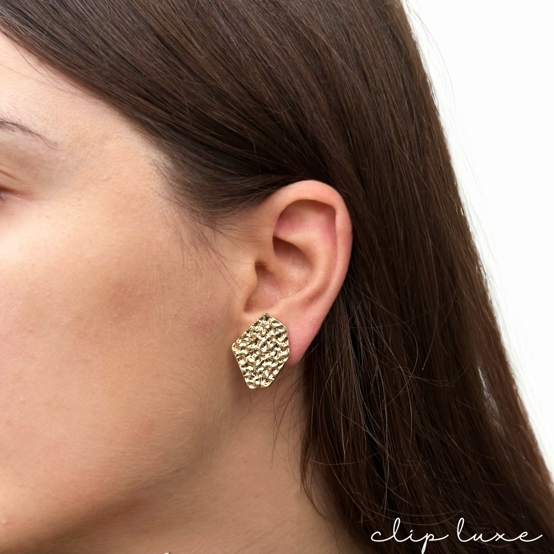 Edgy stainless steel stud clip on earrings