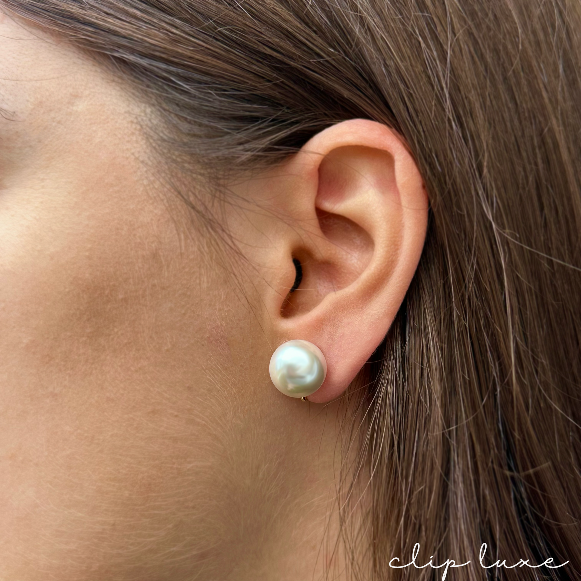 Classic pearl stud clip on earrings