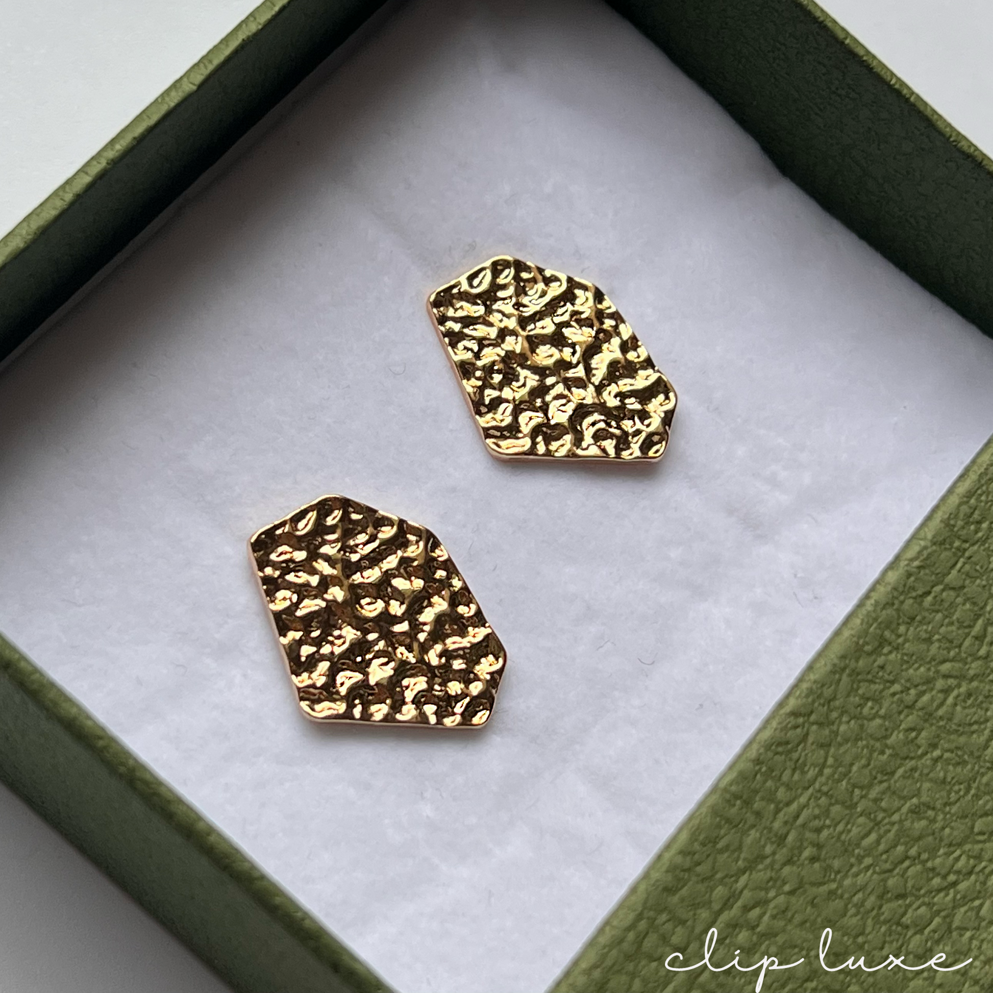 Edgy stainless steel stud clip on earrings