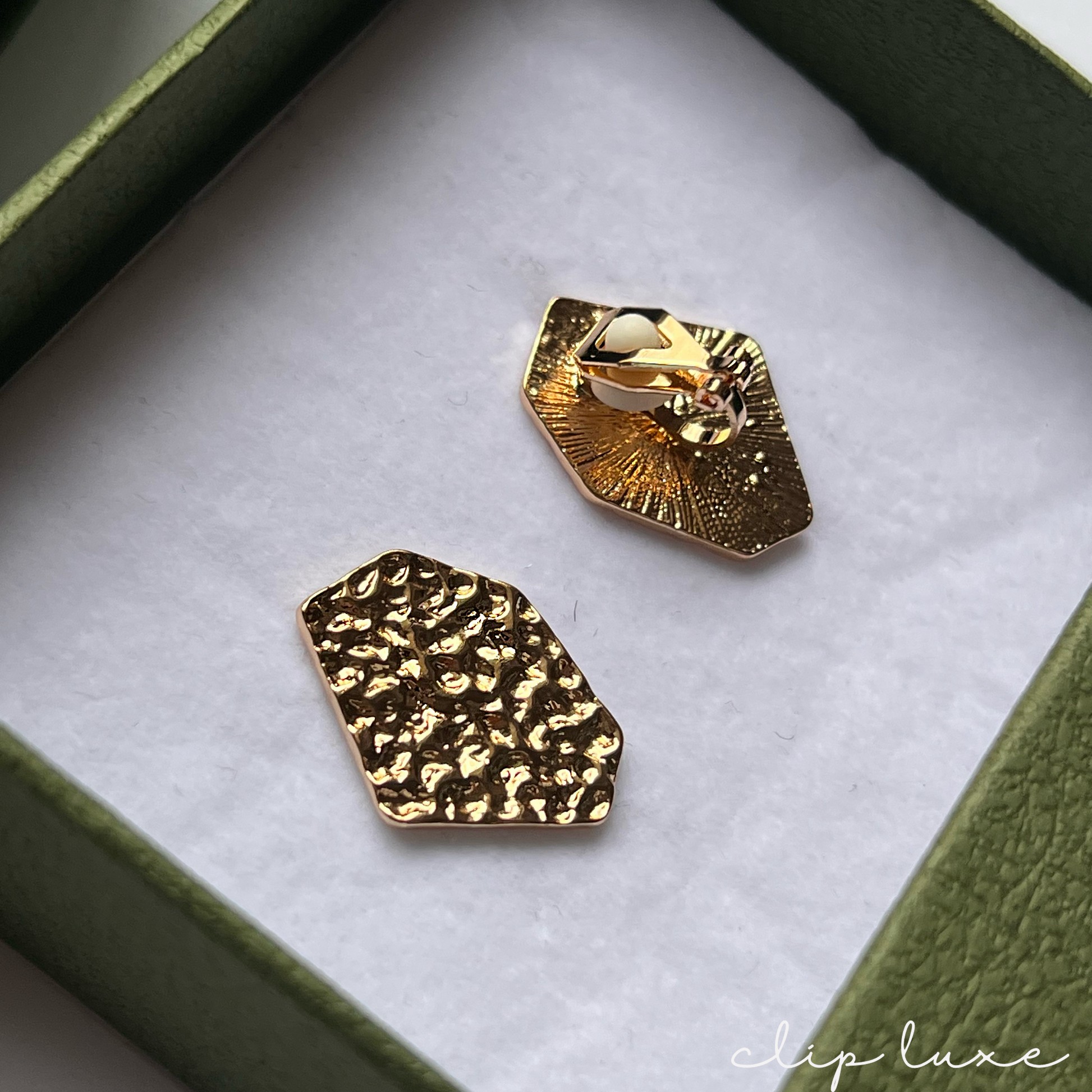 Edgy stainless steel stud clip on earrings