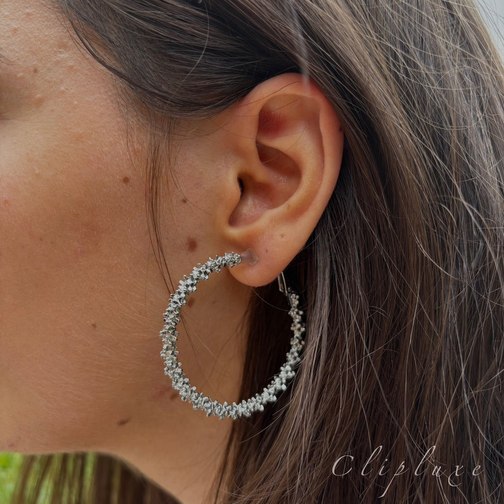 Textured simple hoop clip on earrings