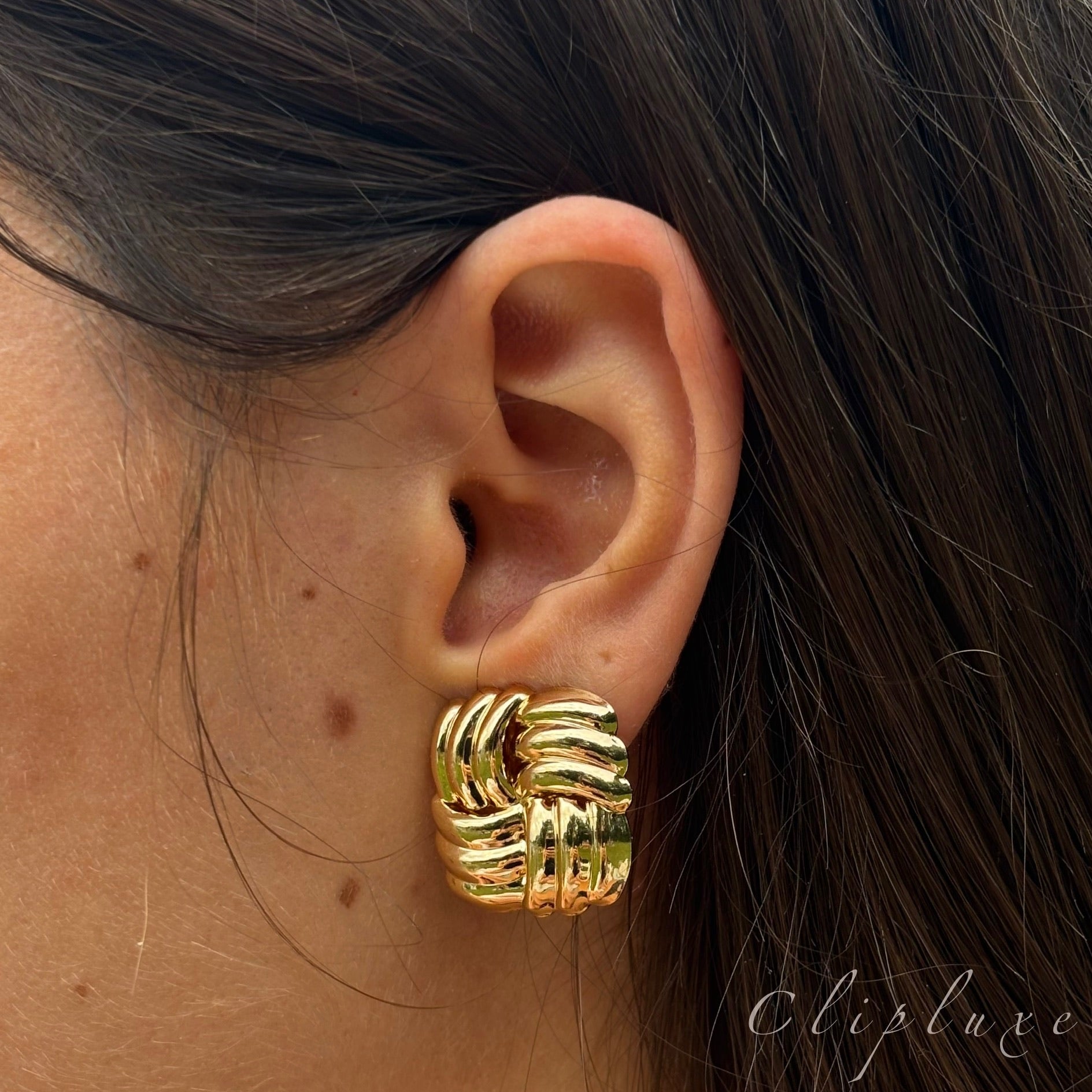 Sculpted chunky clip on earrings
