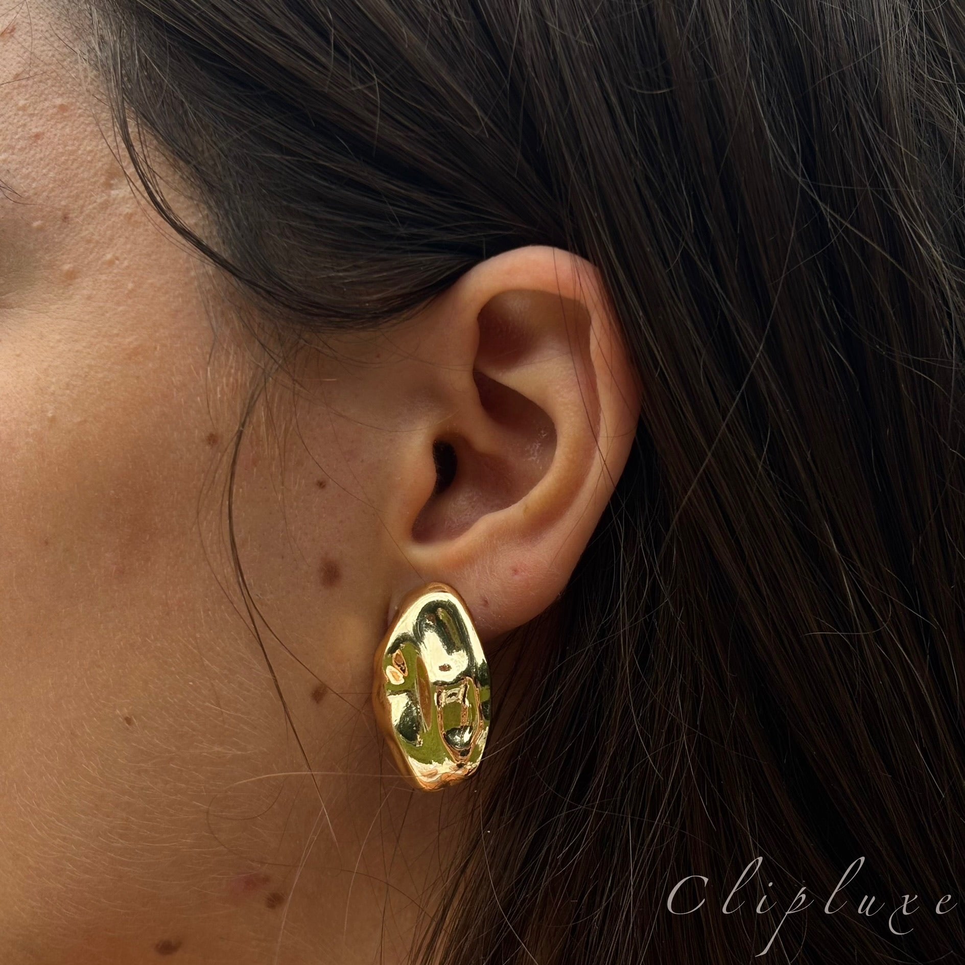 Irregular Hammered Clip-on earring
