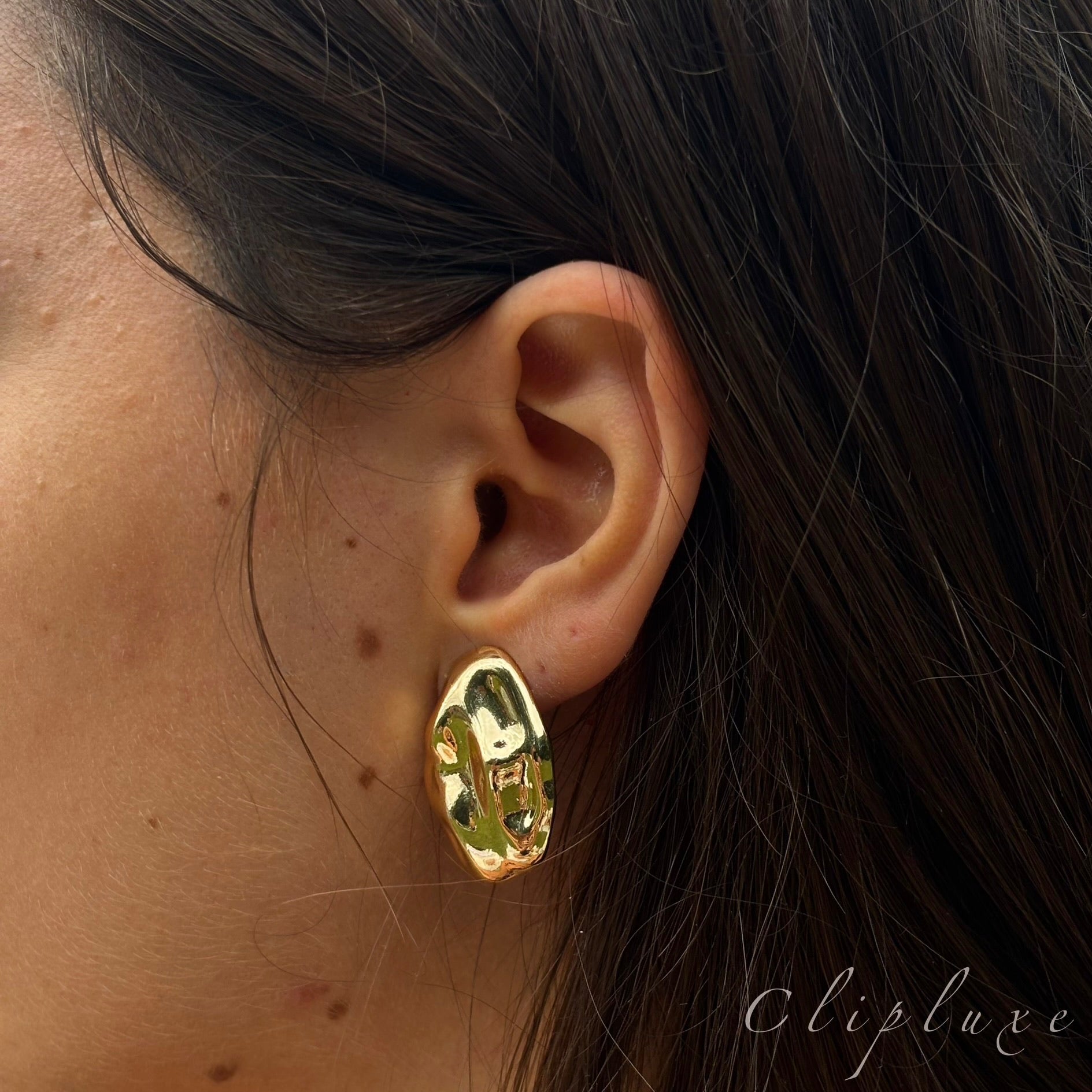 Irregular Hammered Clip-on earring