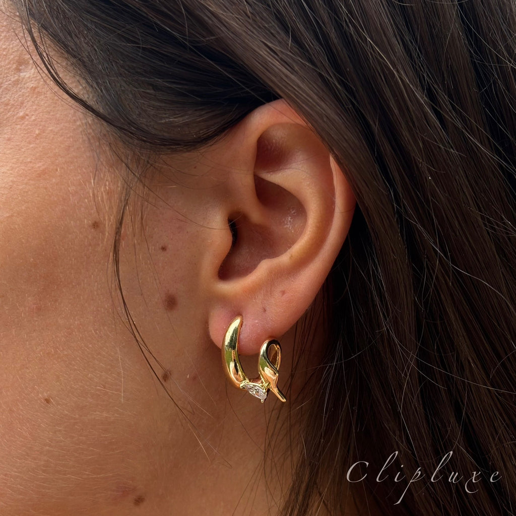 Twisted hoops with gem Clip-on earring