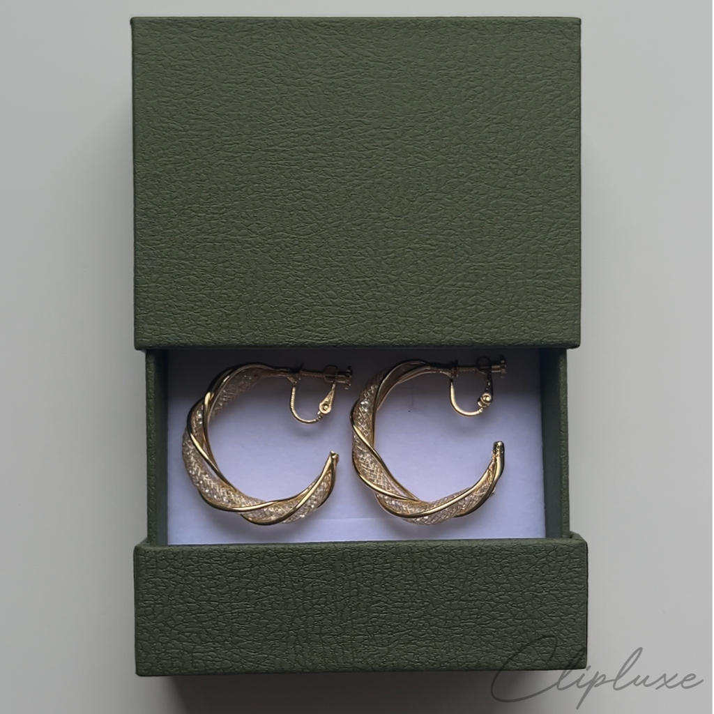 Twisted glitter hoops Clip-on earring