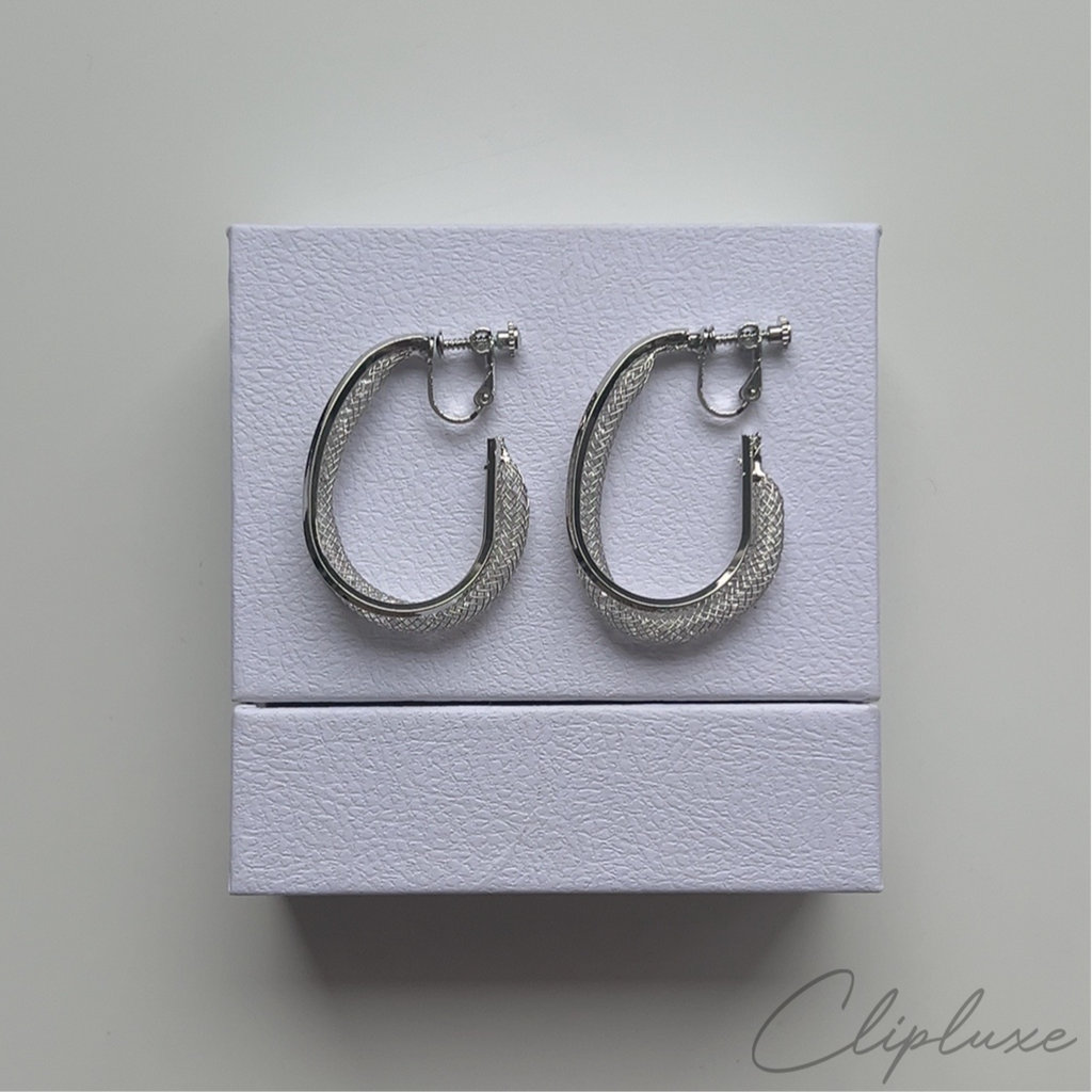 Glitter oval  hoop Clip-on earring