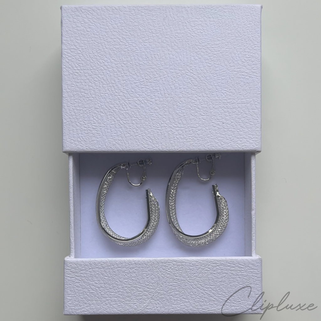 Glitter oval  hoop Clip-on earring