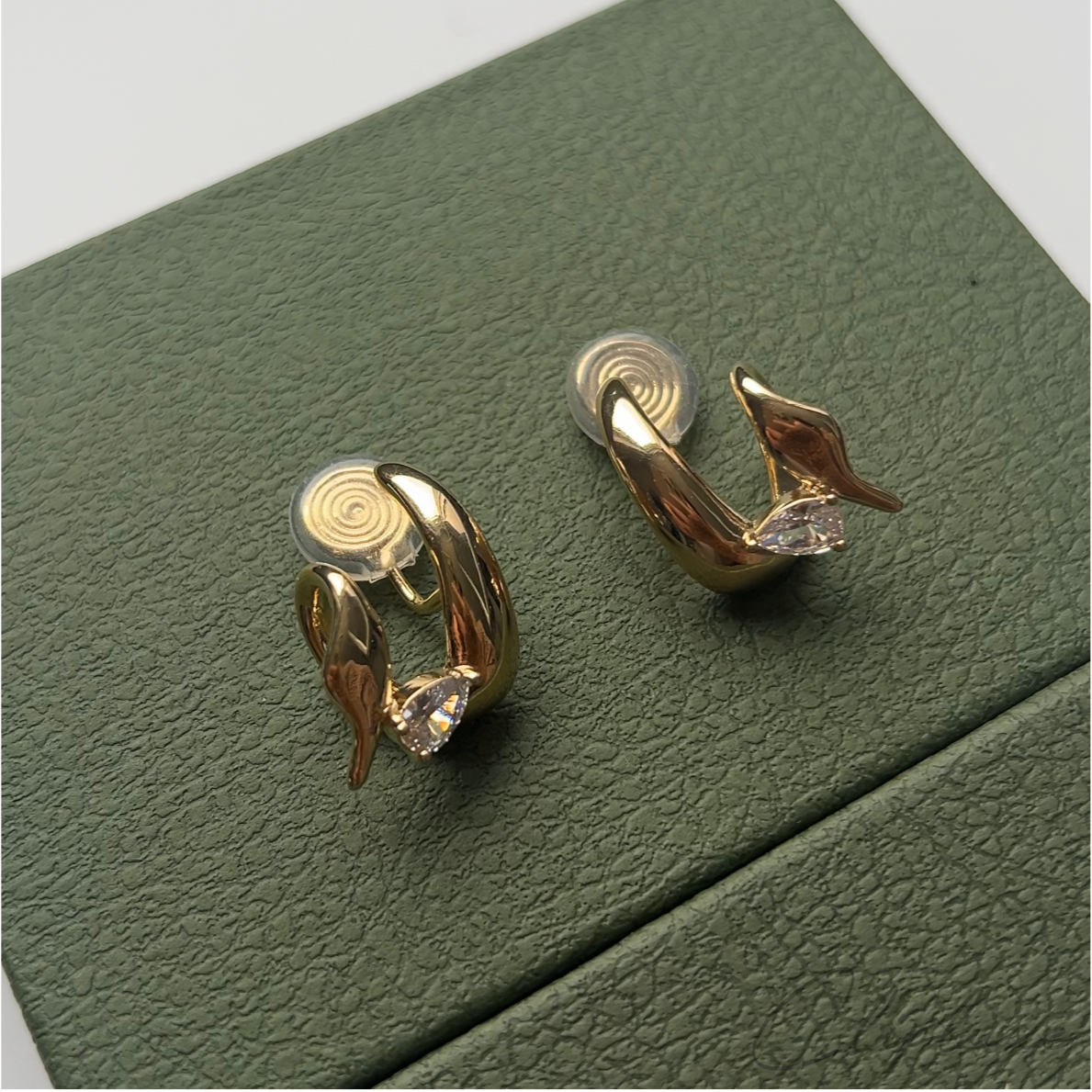 Twisted hoops with gem Clip-on earring