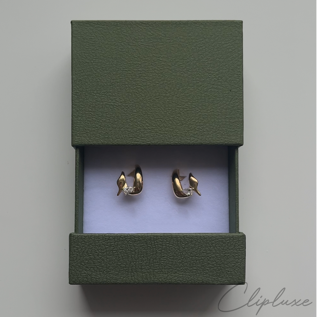 Twisted hoops with gem Clip-on earring
