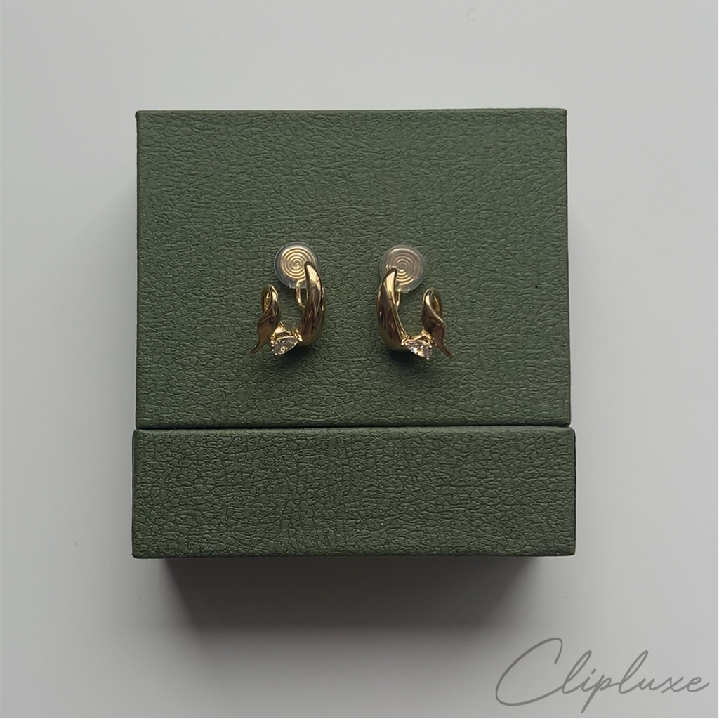 Twisted hoops with gem Clip-on earring