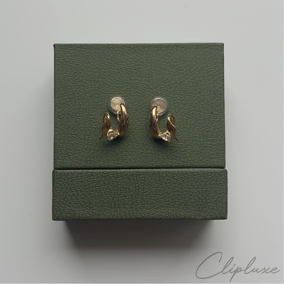 Twisted hoops with gem Clip-on earring