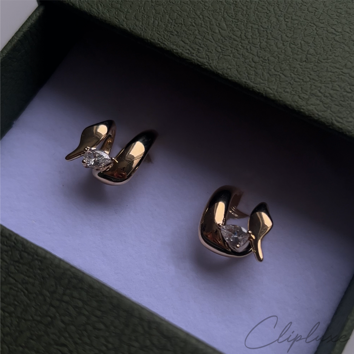 Twisted hoops with gem Clip-on earring