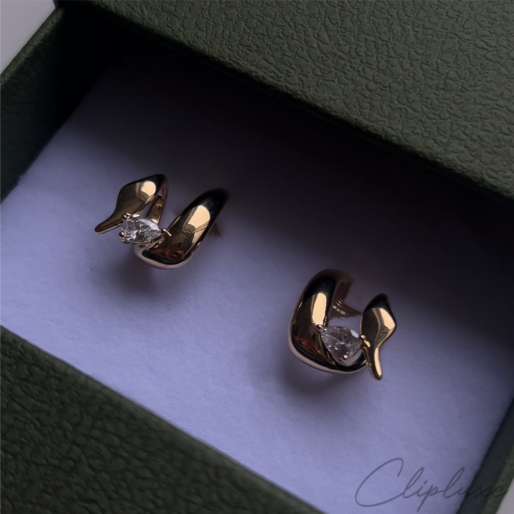 Twisted hoops with gem Clip-on earring