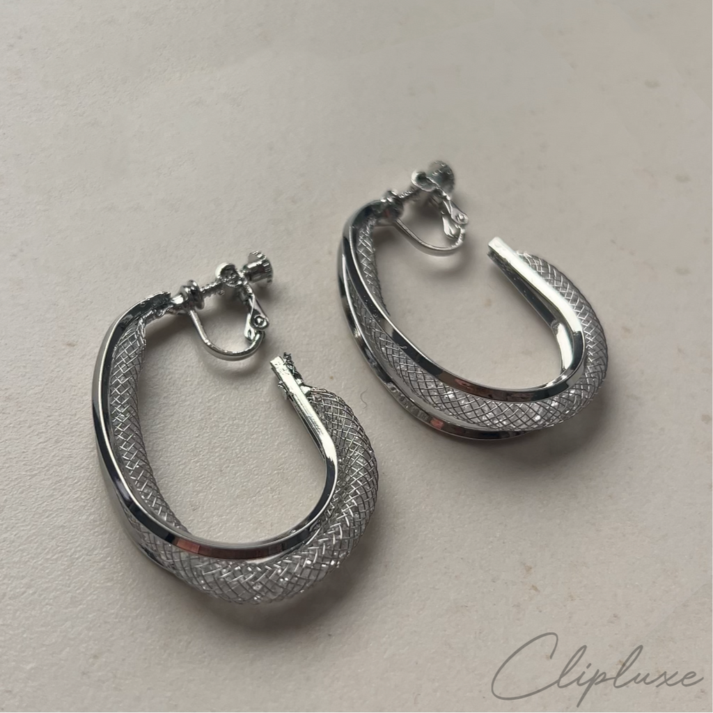 Glitter oval  hoop Clip-on earring