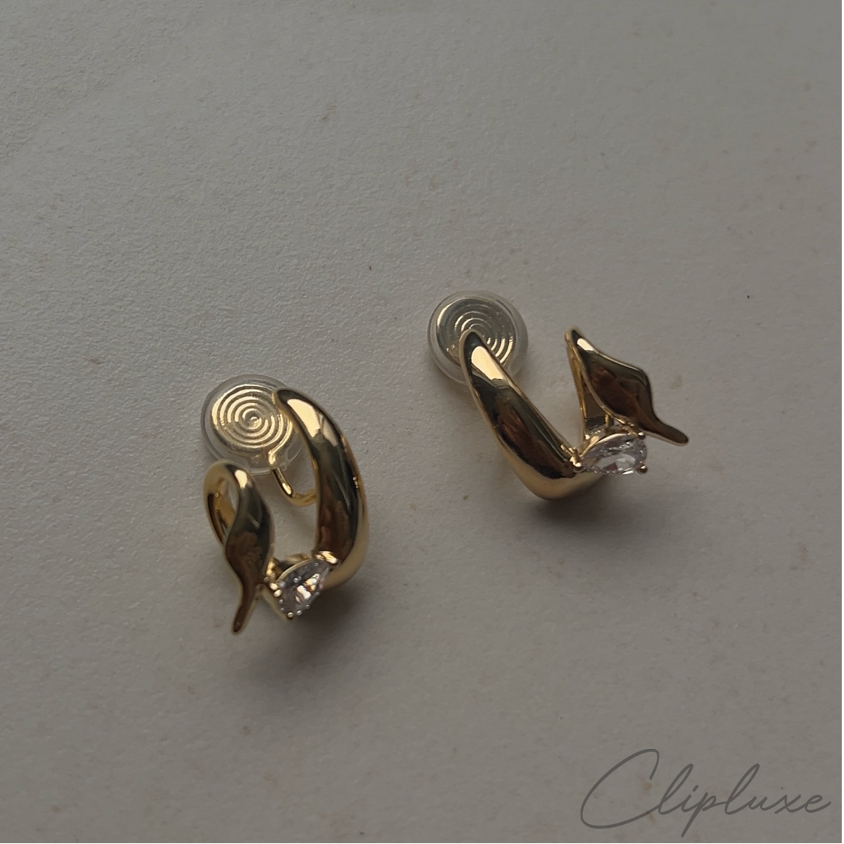 Twisted hoops with gem Clip-on earring