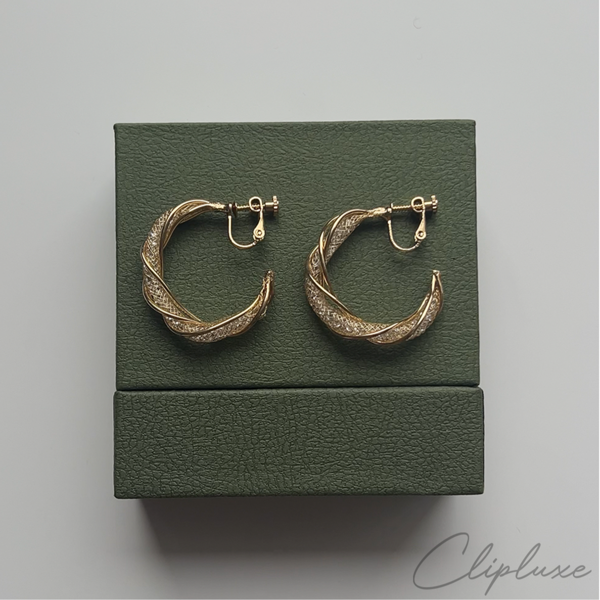 Twisted glitter hoops Clip-on earring