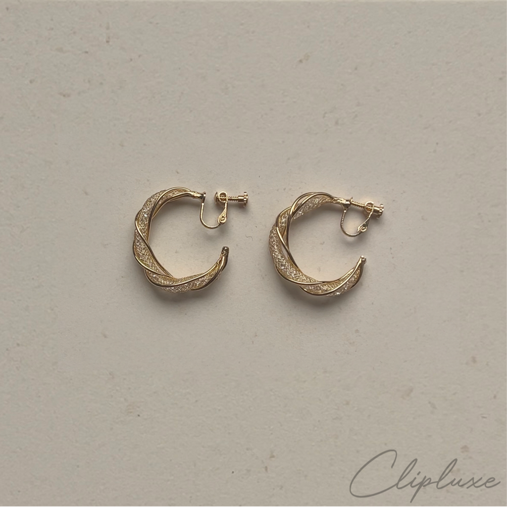 Twisted glitter hoops Clip-on earring
