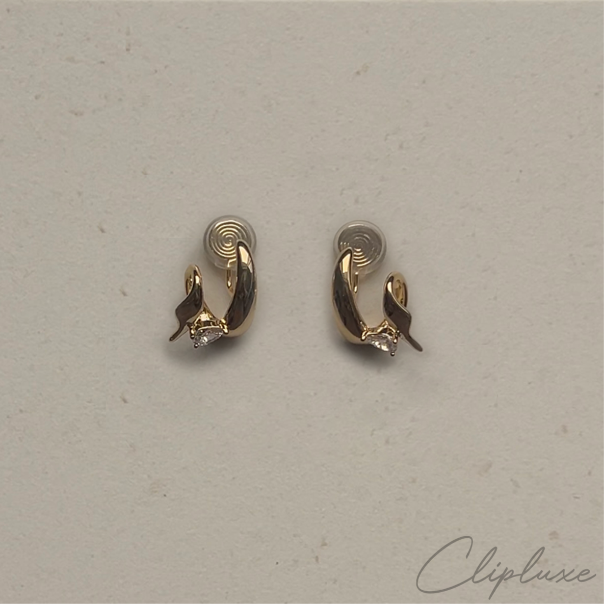 Twisted hoops with gem Clip-on earring