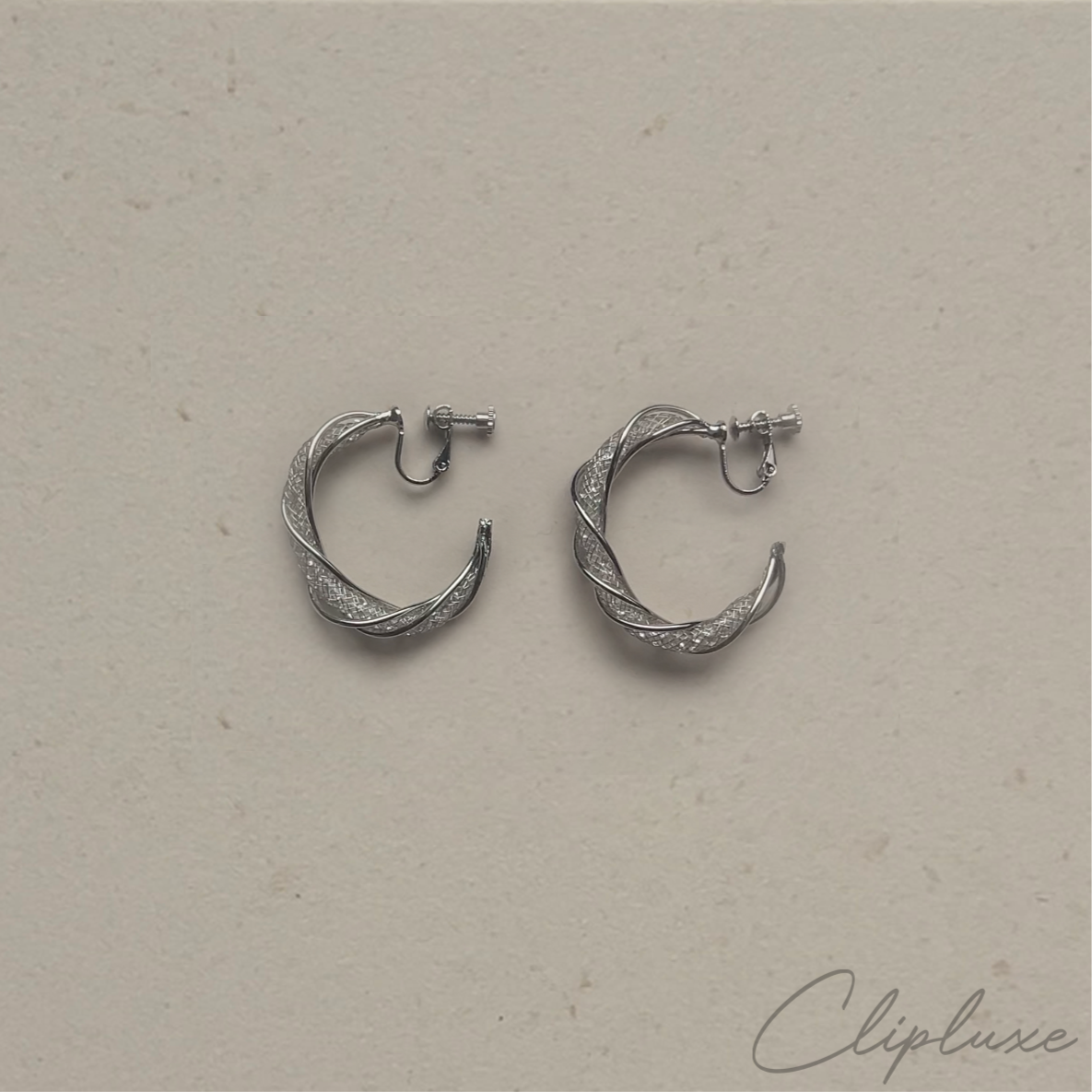 Twisted glitter hoops Clip-on earring
