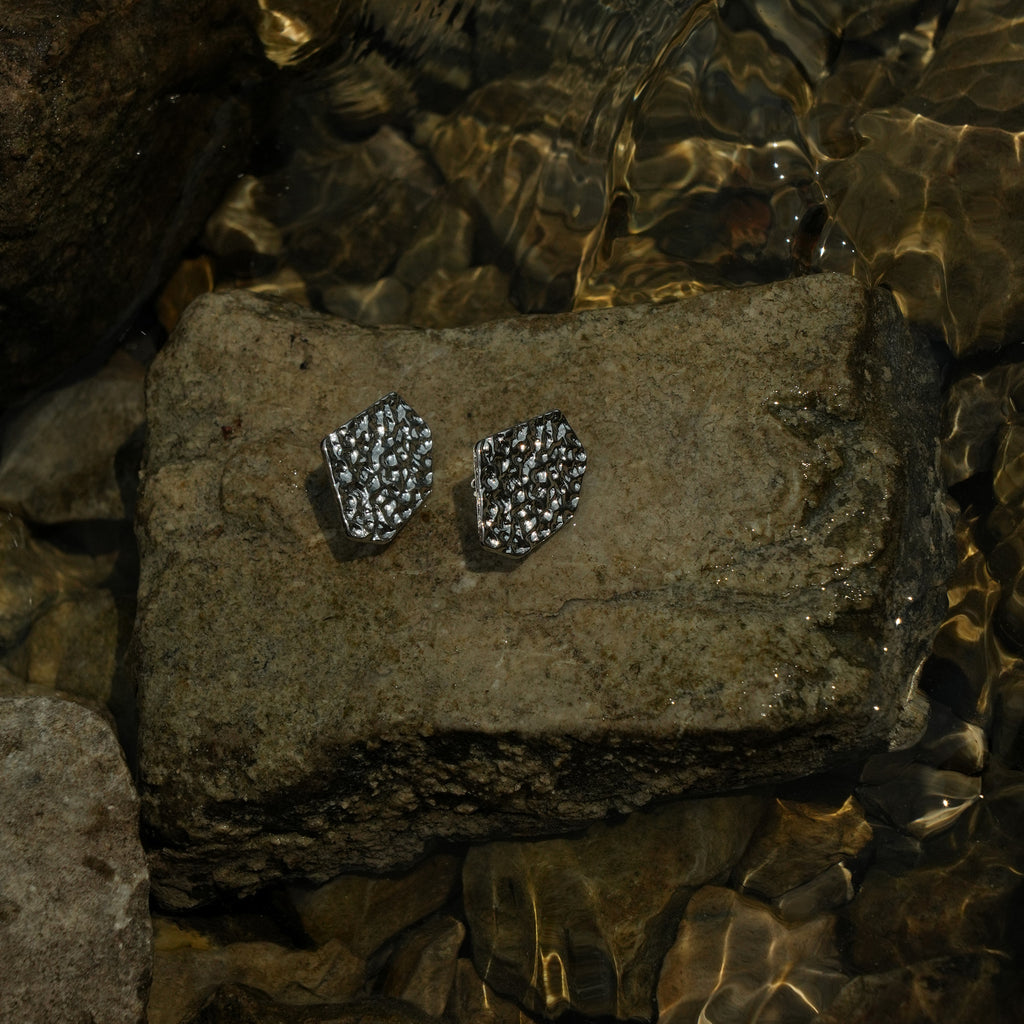 Edgy stainless steel stud clip on earrings