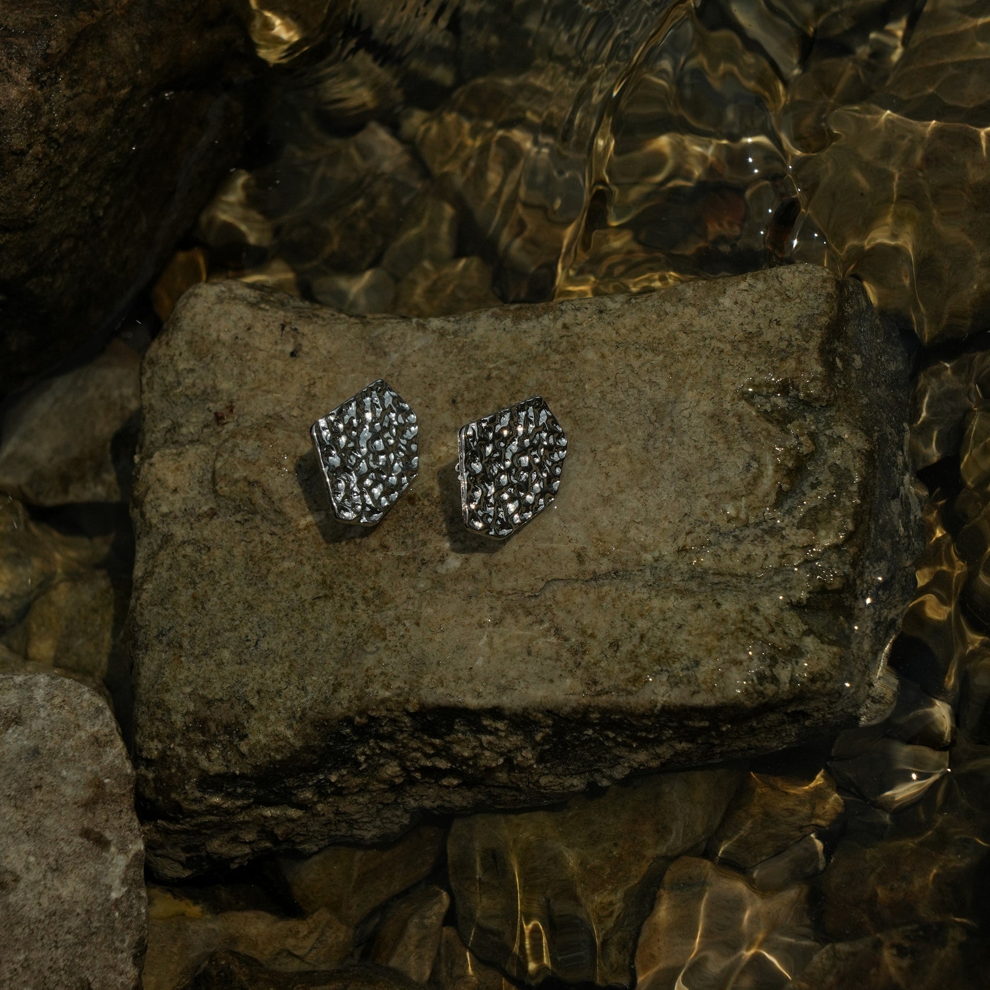 Edgy stainless steel stud clip on earrings