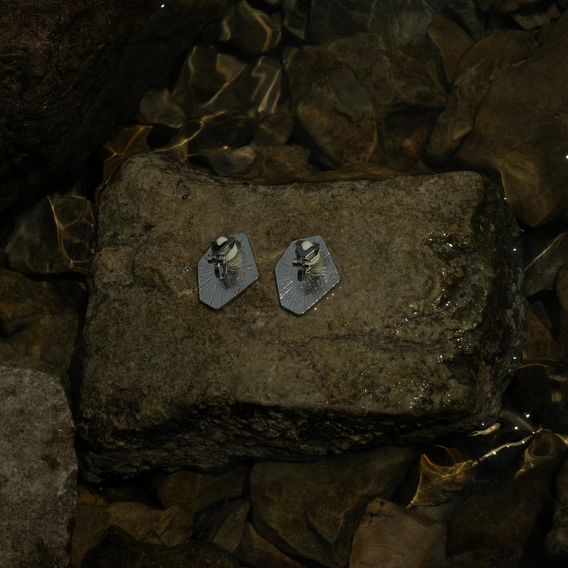 Edgy stainless steel stud clip on earrings