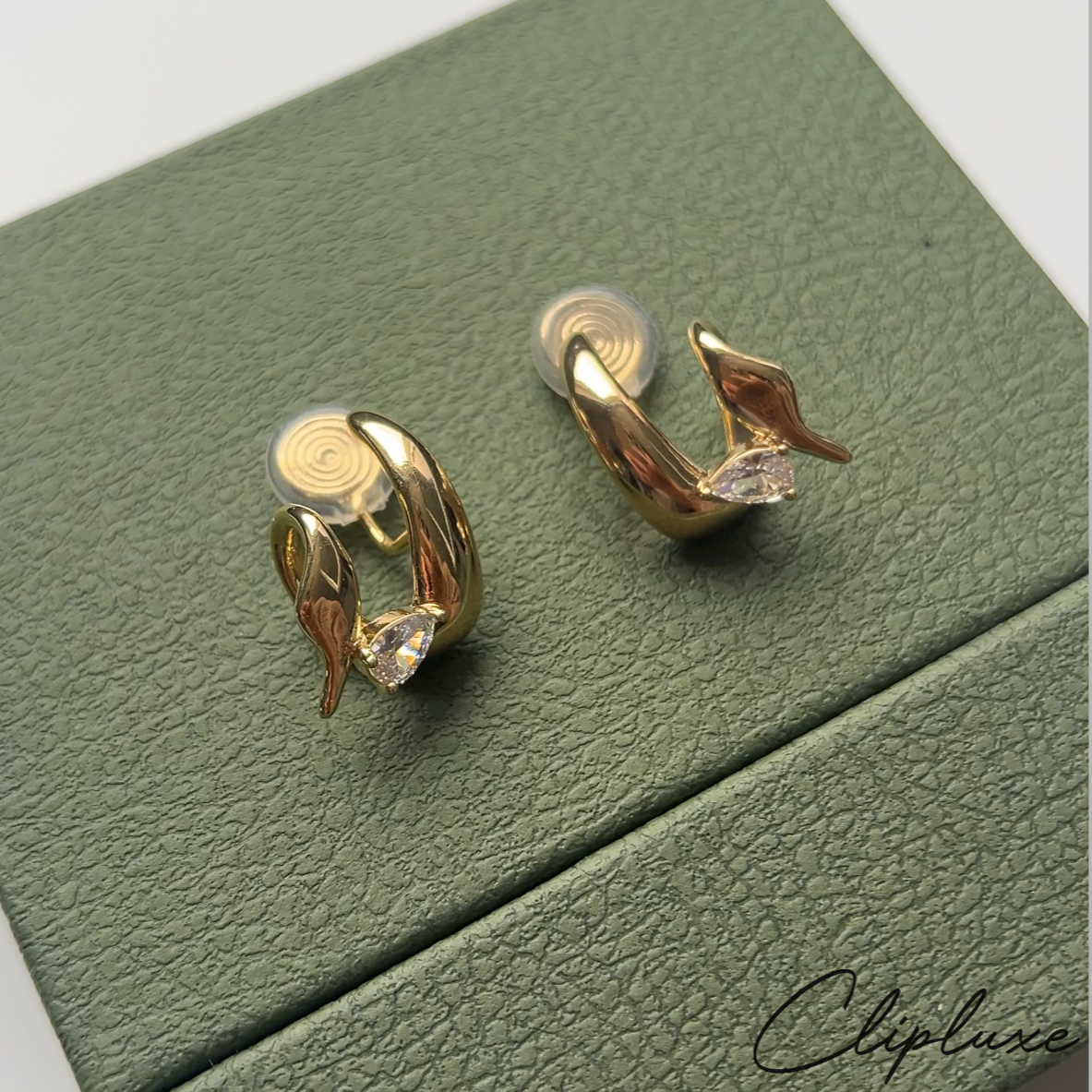 Twisted hoops with gem Clip-on earring